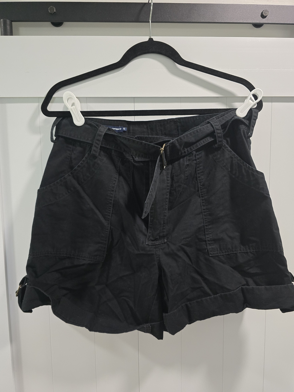 Ralph Lauren Black High-Waist Utility Shorts with Self-Tie Belt